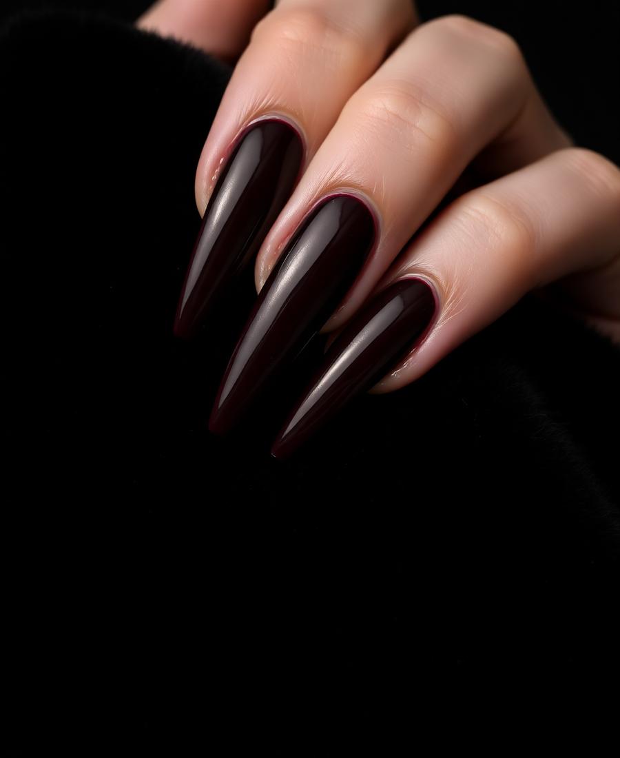 Burgundy almond nails